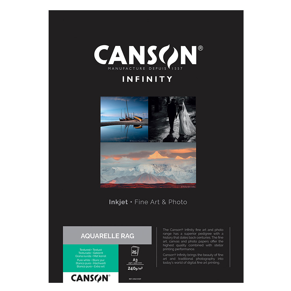 CANSON AQUARELLE RAG 240gsm A3 X 25 SHEETS