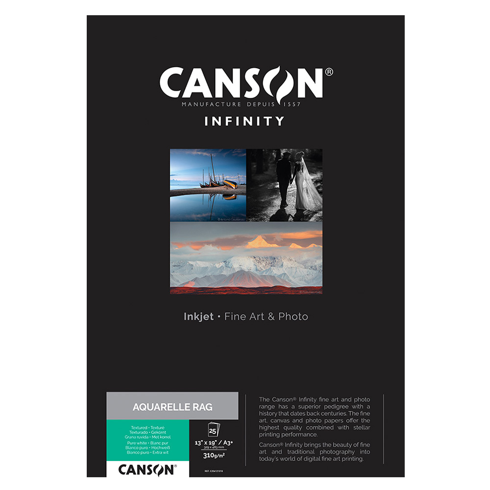 CANSON AQUARELLE RAG 310gsm A3+ X 25 SHEETS